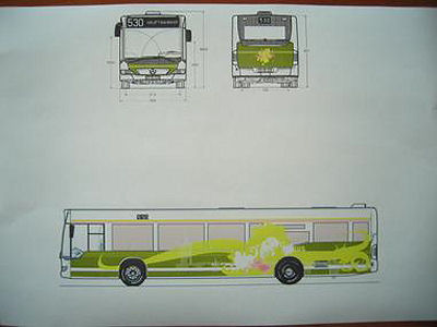 Ze slovenského BUSportálu: Mercedes-Benz Citaro s vítězným návrhem polepu.