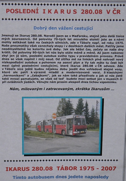 Z poslední jízdy TAJ 60-88 aneb  konec autobusů IKARUS 280.08 v Táboře.