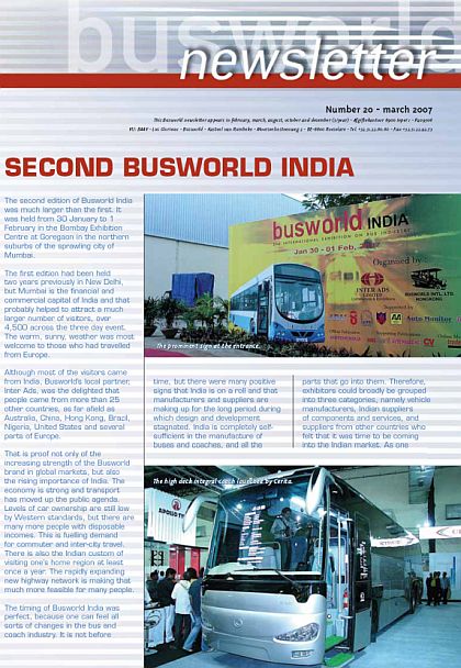 BUSportál dostal elektronický 'busworld newsletter' březen 2007 (march 2007)