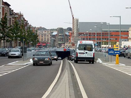 Pěší zóna a MHD - příklad z Belgie.
