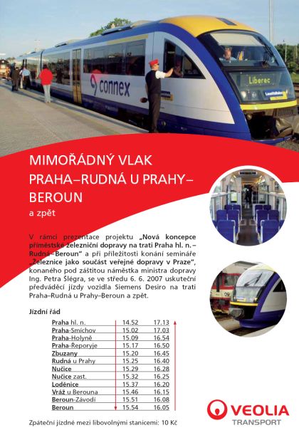 Mimořádný vlak Praha - Beroun a zpět ve středu 6.6.2007: