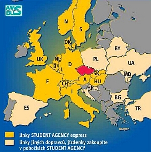 Připravované mezinárodní linky Student Agency na rok 2008.