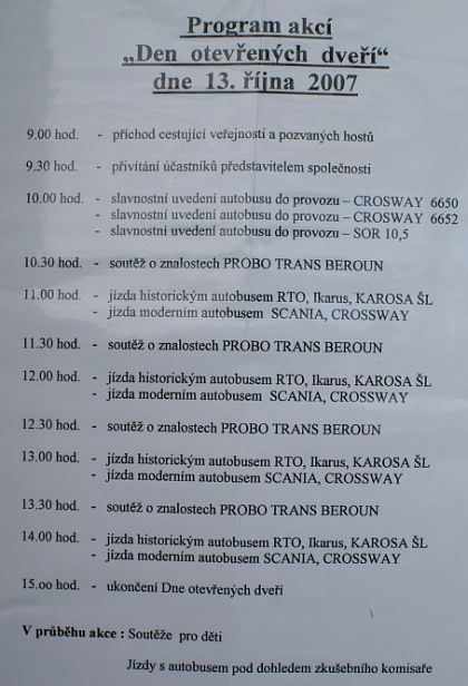 Den otevřených dveří dopravní společnosti PROBO TRANS BEROUN, spol. s r.o