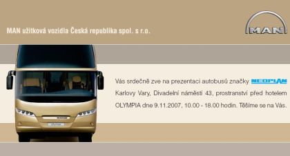 Na prezentaci autobusů NEOPLAN zve společnost MAN Česká republika.