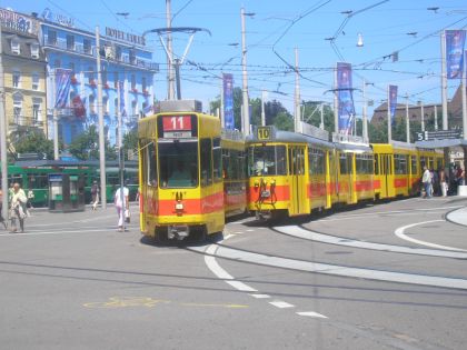 Systémy veřejné dopravy v Evropě: Švýcarsko 26.7.2007. Basel a Luzern.