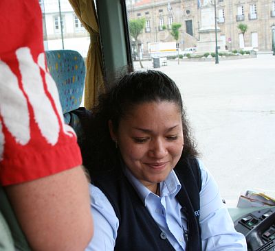 Autobusová pohlednice ze španělské Galicie.