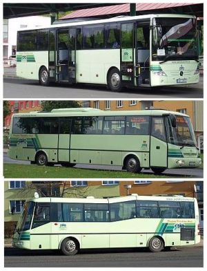 Záběry  autobusů z Ústeckého kraje, kde zajišťují Autobusy Karlovy Vary