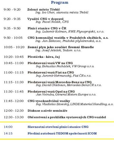 Regionální seminář Jezdíme na stlačený zemní plyn (CNG) pořádá ČPS
