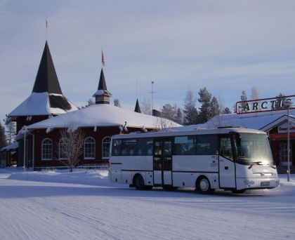 Zimní testování systémů EBS a ESC autobusu SOR C 9,5 nedaleko polárního kruhu.
