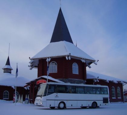 Zimní testování systémů EBS a ESC autobusu SOR C 9,5 nedaleko polárního kruhu.