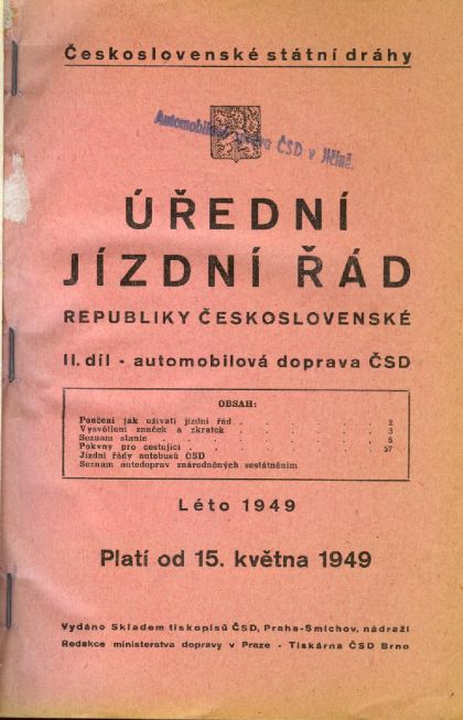 60 let ČSAD: Z jízdního řádu 1949 aneb
