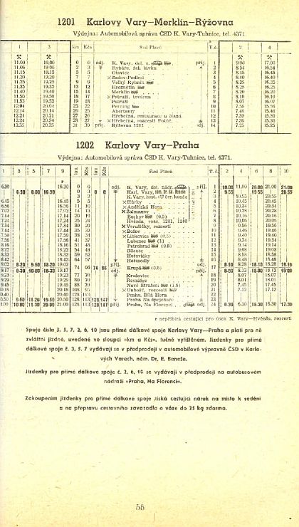 60 let ČSAD: Z jízdního řádu 1949 aneb