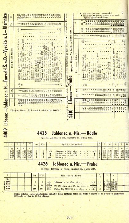 60 let ČSAD: Z jízdního řádu 1949 aneb