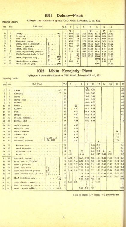 60 let ČSAD: Z jízdního řádu 1949 aneb