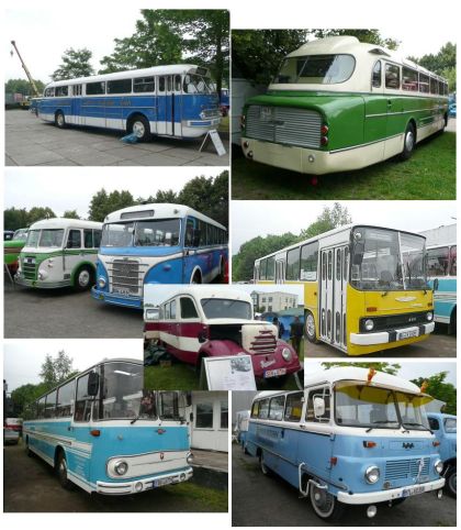 Záběry historických autobusů z víkendového srazu traktorů v Lipsku.