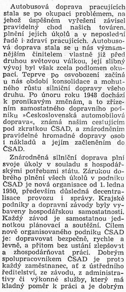 60 let ČSAD:Ze Světa motorů 75 z března 1950. Autobusová doprava pracujících 1.