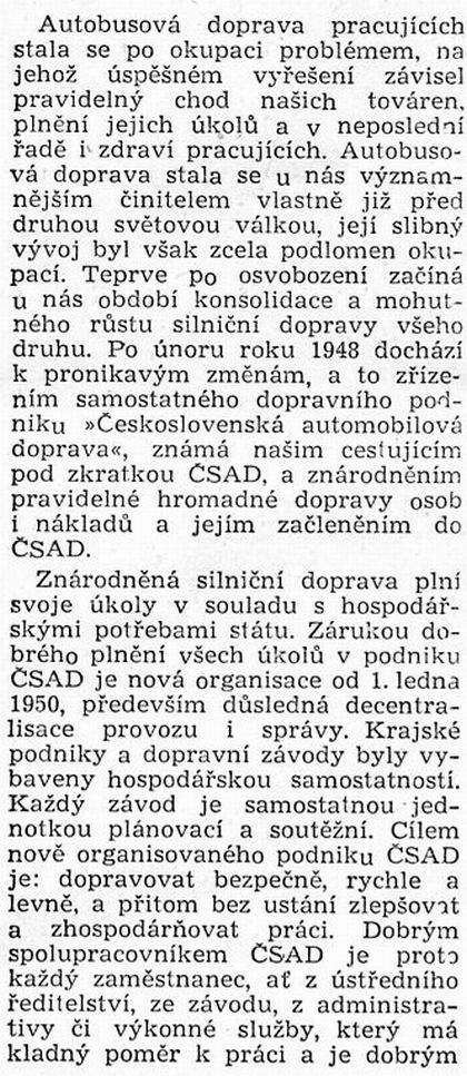 60 let ČSAD:Ze Světa motorů 75 z března 1950.  Autobusová doprava pracujících 1.