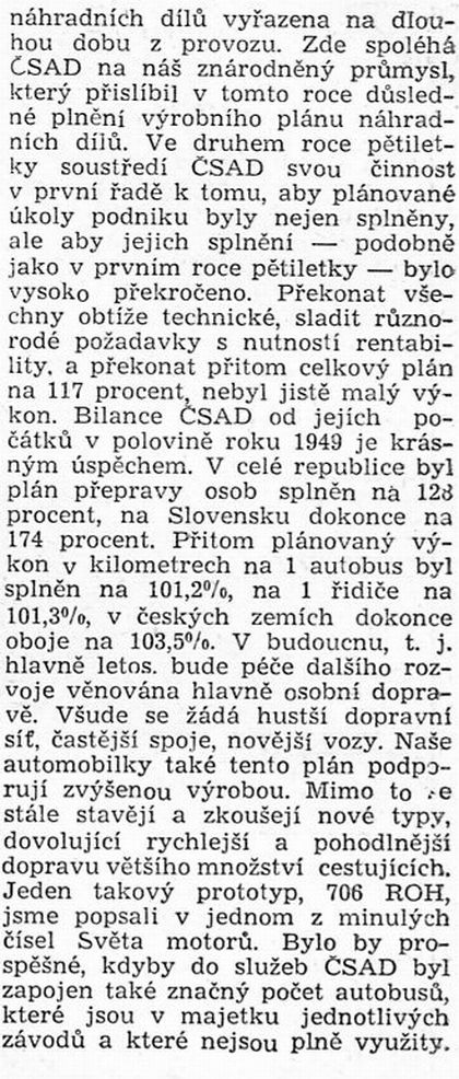 60 let ČSAD:Ze Světa motorů 75 z března 1950. Autobusová doprava pracujících 1.