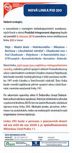 ROPID a MČ Praha 11: Nová malokapacitní autobusová linka 293 pro Jižní Město