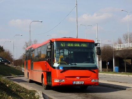 Červený SOR BN 12 na testování   u ČSAD Tišnov