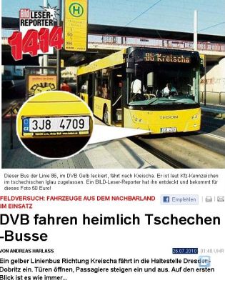 BUSmonitor: Žlutý autobus TEDOM vzbudil pozdvižení v německém bulváru