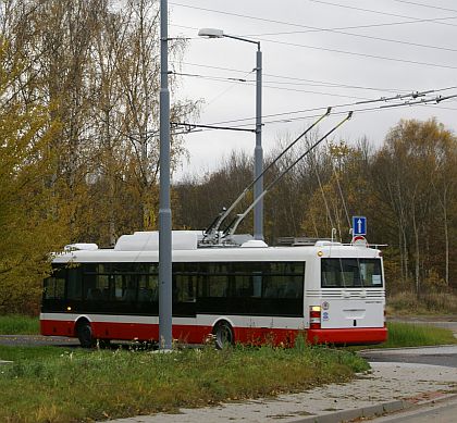 Trolejbus Škoda 30 Tr SOR  na zkušebních jízdách v Plzni 4.11.2010