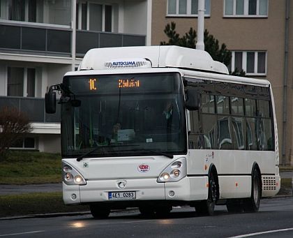 Testovací vůz Citelis 10.5 m na CNG v ulicích Kladna