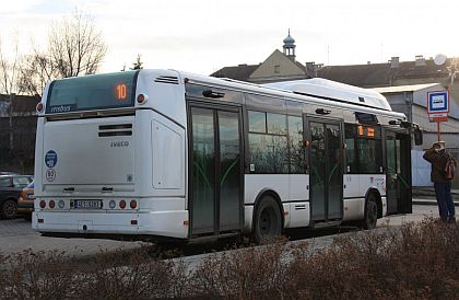 Testovací vůz Citelis 10.5 m na CNG v ulicích Kladna