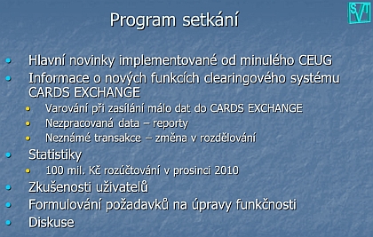 10. setkání uživatelů clearingového systému CARDS EXCHANGE