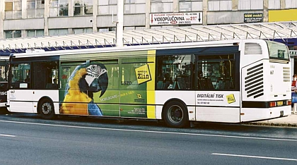 První MOBILBOARD s částečným polepem oken na tramvaji v Brně
