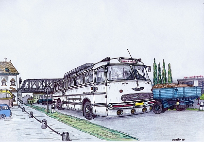 Jaro Matúšek 2011 - kresby historických autobusů a nákladních vozů