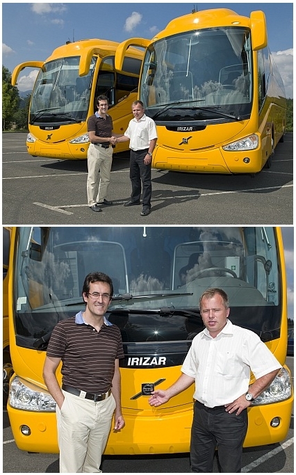 Záběry autokarů Volvo Irizar PB pro Student Agency v Baskicku