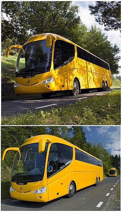 Záběry autokarů Volvo Irizar PB pro Student Agency v Baskicku