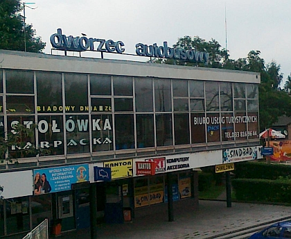 Pohlednice z autobusového nádraží v Bialsko Biale 