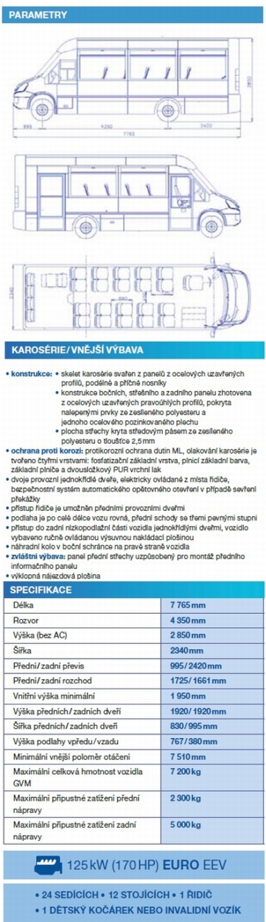 Podrobnosti k malokapacitnímu autobusu STRATOS LE 37, který byl testován