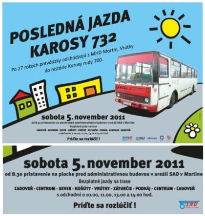 Poslední jízda autobusu značky KAROSA B 732 v MHD Martin 5.11.2011