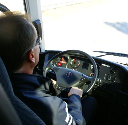 Scania Touring HD se na testovacím evropském turné při zastávce v Praze