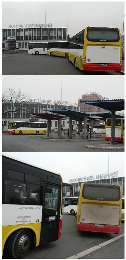 Pohlednice z autobusového nádraží v Lounech