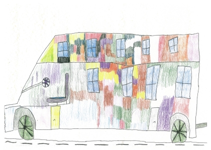 'Děti malují autobusy': Tucet obrázků od dětí z Dětského domova ve Volyni