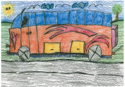 'Děti malují autobusy': Tucet obrázků od dětí z Dětského domova ve Volyni