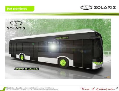 Tři autobusy Solaris  na testování na polygonu Bednary: Elektrobus Urbino 8.9 m