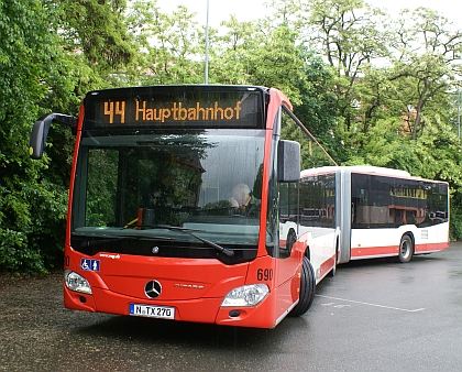 Informační tabule Bustec z Blanska v norimberských tramvajích a autobusech 