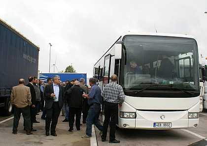 Informační tabule Bustec z Blanska v norimberských tramvajích a autobusech 