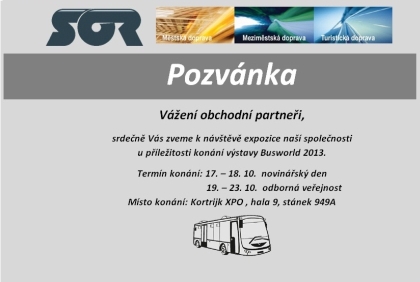 BUSWORLD 2013: Pozvánka českého výrobce autobusů SOR Libchavy 