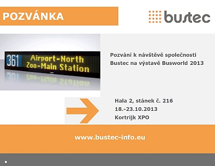 BUSWORLD 2013: Pozvánka společnosti Bustec,