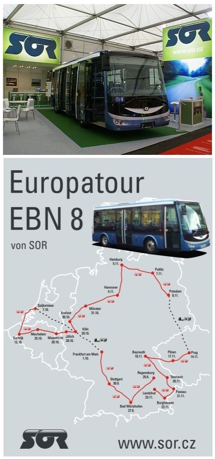 BUSWORLD 2013: SOR zařadil veletrh v Kortrijku na trasu Europatour SOR EBN 8,
