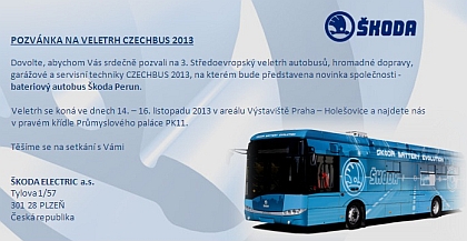 CZECHBUS 2013: Pozvánka společnosti ŠKODA ELECTRIC 