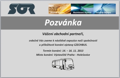 CZECHBUS 2013: Pozvánka společnosti SOR