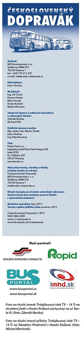 Vyšlo 4. číslo časopisu ČESKOSLOVENSKÝ DOPRAVÁK 2013