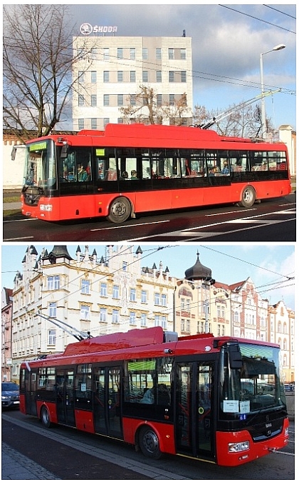 Škoda 30 a 31 Tr SOR pro Bratislavu v ulicích Plzně